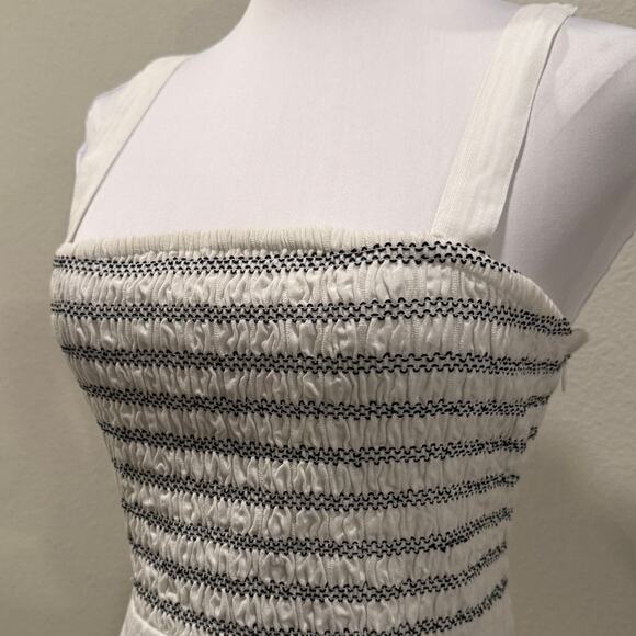 White Smocked Maxi Dress Boho Cottagecore Tiered Cotton XL Cottage Vacation Chic - Picture 4 of 9